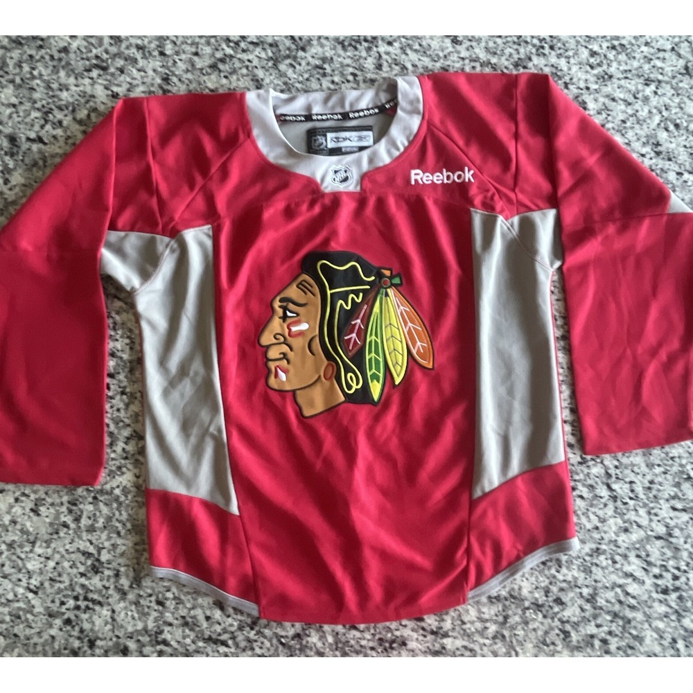 Chicago Blackhawks Kane NHL Hockey Jersey Warmup Style Red Gray Reebok SZ 48 G63